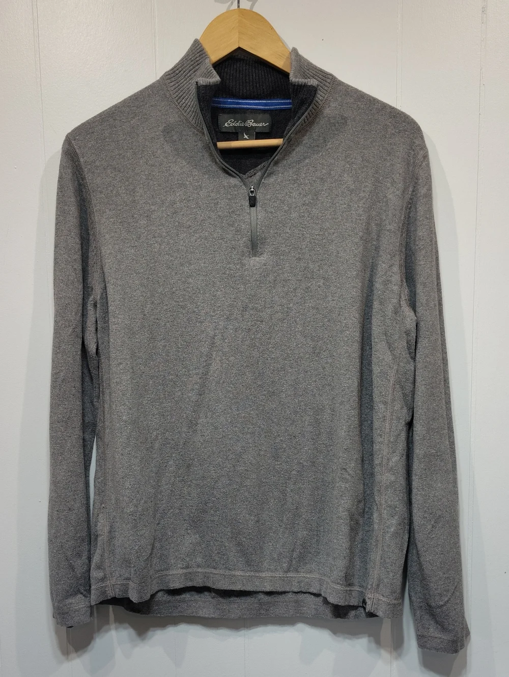 Eddie Bauer 1/4 Zip Heatheted Gray Sweater in‎ Mens size Large Office Casual
